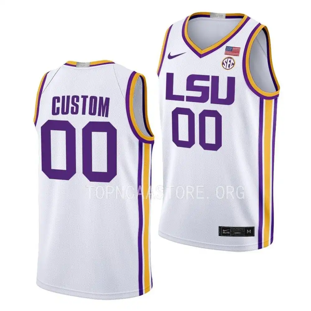 Men's LSU Tigers Custom #00 White Limited 2022-23 NCAA Basketball Jersey